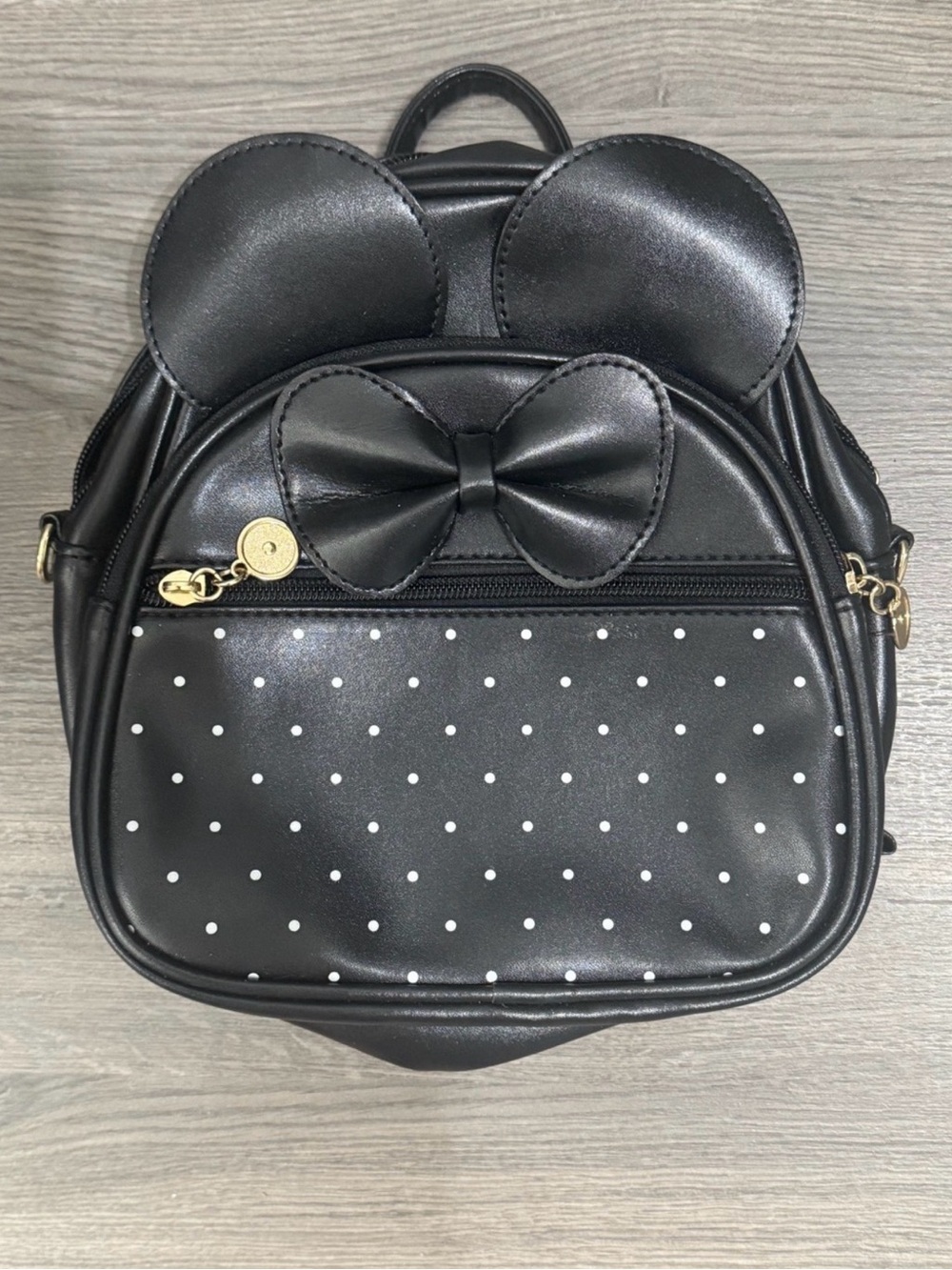 Black Polka Dot Bow Accent Mini Backpack - Women